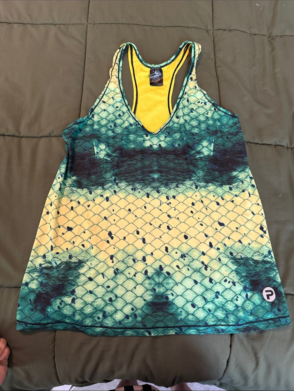Pelagic Women's Yellow and green Ombre Scale Tank